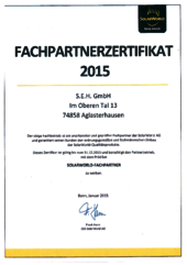 Fachpartnerzertifikat Solarworld